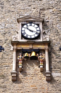 Carfax Kulesi, Oxford'daki saatin ve quarterboys'un yakın çekim.