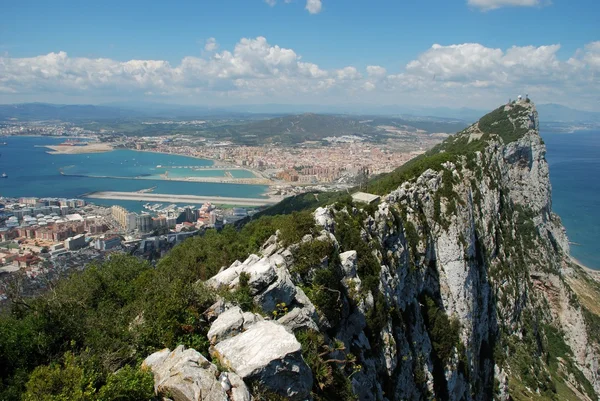Elevated view of The Rock and Spanish coastline, Gibraltar. — Stock Photo, Image