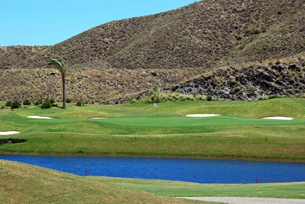 View of part of the golf course and lake, Mojacar, Spain. — Stock Photo, Image