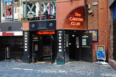 Giriş Cavern Club 10 Mathew Street, Cavern Quarter, Liverpool, İngiltere.