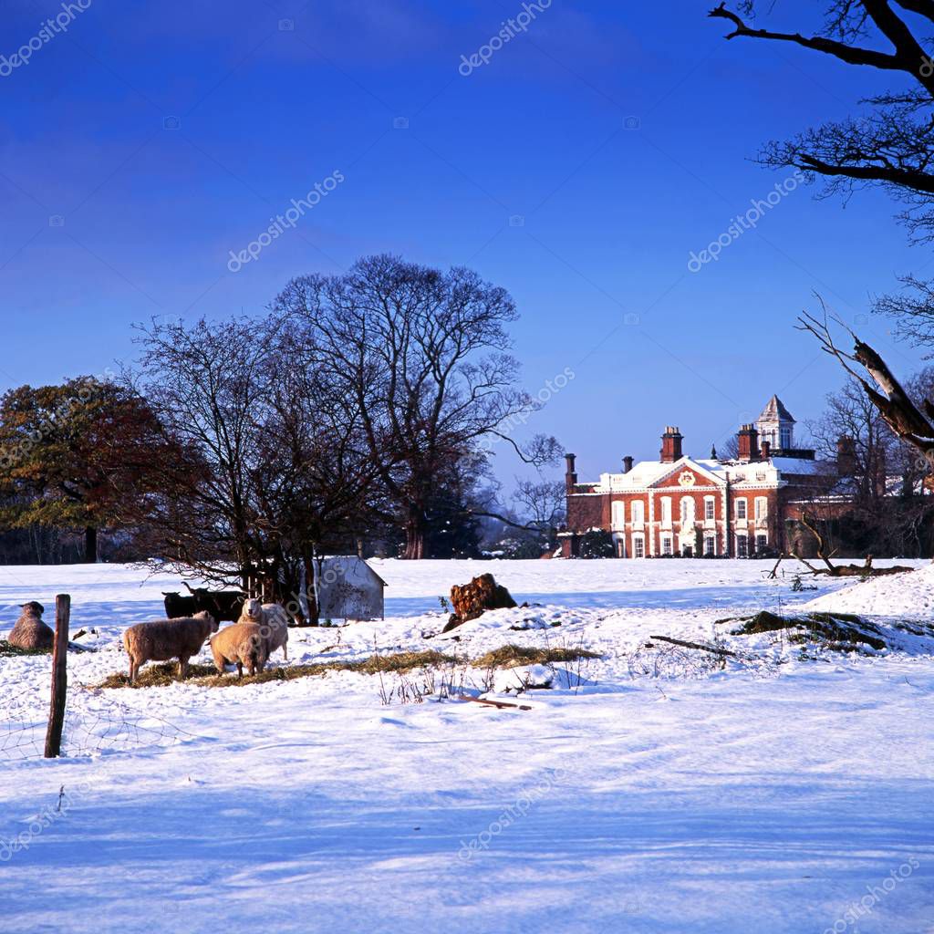 Hanch Hall During The Winter Hanch Lichfield Uk Stock - 
