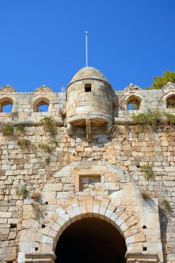Venedik kalesinin ana kapı görünümünü arch, Rethymno, Crete.