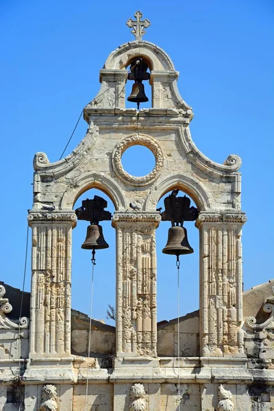 Vista del campanario del monasterio de Arkadi, Arkadi, Creta, Grecia . — Foto de Stock