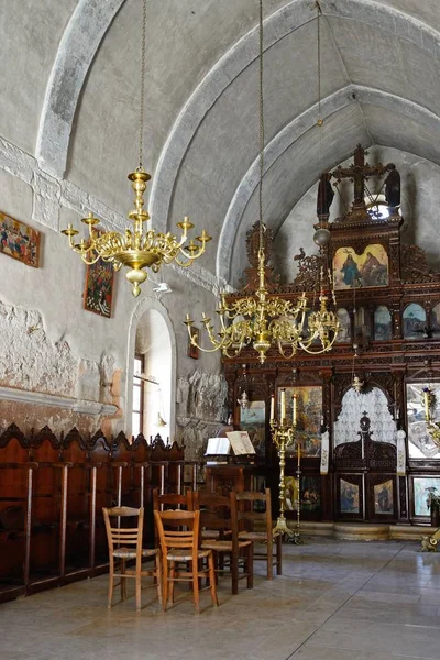 Religious altars inside the Arkadi Monastery church, Arkadi, Crete. — Stock Photo, Image