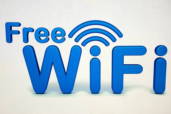 Beyaz bir arka plan mavi Ücretsiz Wifi işareti.
