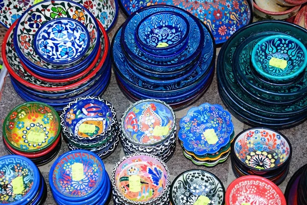 Traditional Cretan ceramic dishes for sale outside an old town shop, Chania.