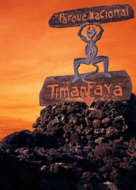 Milli Park yangın şeytan gün batımında, Timanfaya Milli Parkı, Lanzarote