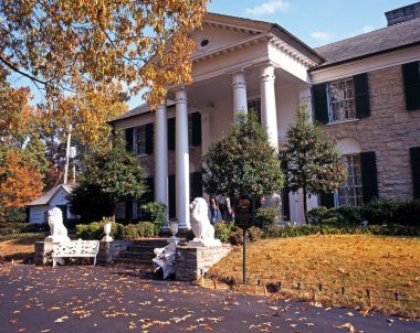 Front view of Graceland, the home of Elvis Presley, during the Autumn, Memphis, USA. clipart