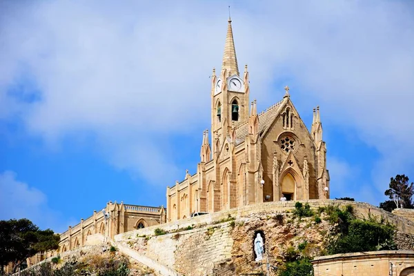 Vista Iglesia Nuestra Señora Lourdes Ladera Mgarr Gozo Malta — Foto de Stock