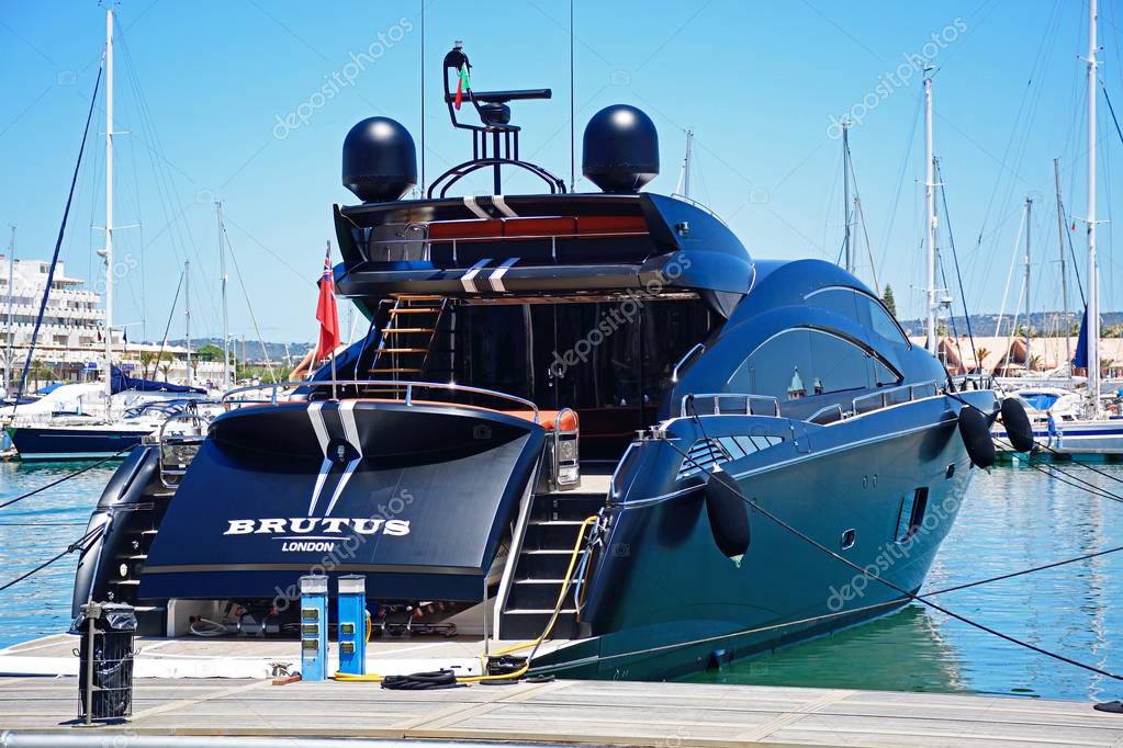 Brutus Sunseeker Predator boat moored in the marina ...