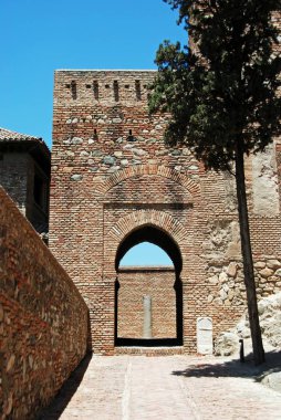 Malaga kalesindeki Boveda Kapısı 'ndan bak, Malaga, İspanya.