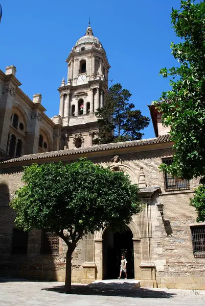 Malaga, spanien - 7. juli 2008 - blick auf die kathedrale und den glockenturm, malaga, spanien. — Stockfoto