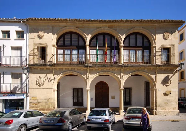 Front view of the stone Balcon del Concejo town hall, Baeza, Spain. — Stok fotoğraf