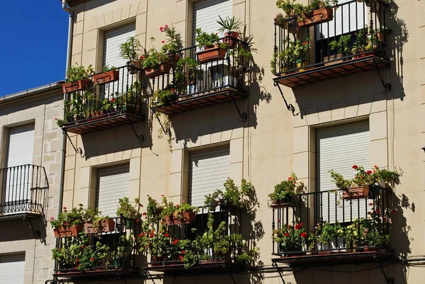 Large stone townhouse with pretty balconies, Baeza, Spain. — 스톡 사진