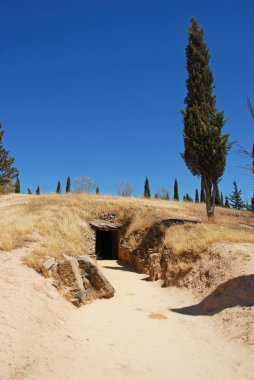 Dolmen de Romeral 'e Giriş, Dolmens, Antequera, İspanya.