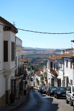 View down the main street, Jimena de la Frontera, Spain.
