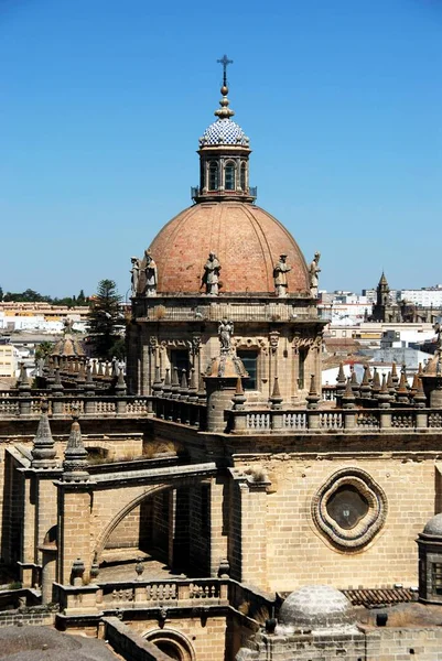 Zvýšený Výhled Katedrálu San Salvador Městské Budovy Jerez Frontera Provincie — Stock fotografie