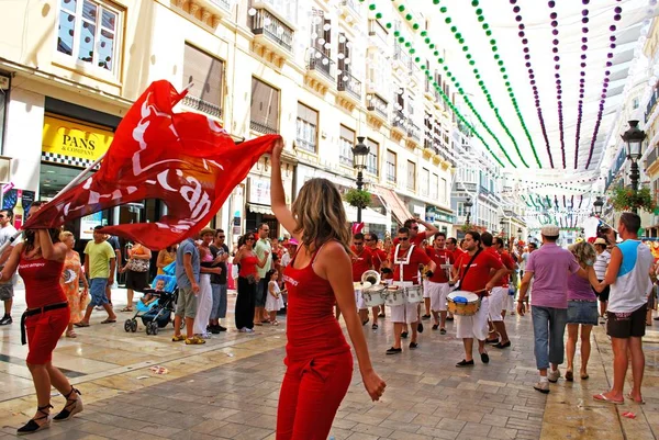 Malaga España Agosto 2008 Marching Band Calle Marques Larios Feria — Foto de Stock