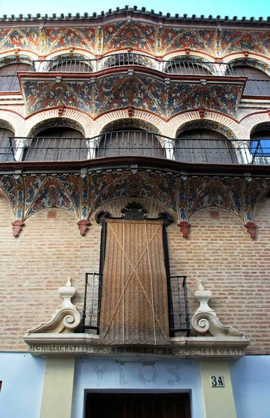 Arched Windows Ornate Frescoes Front Silk Guild House Casa Del — 图库照片