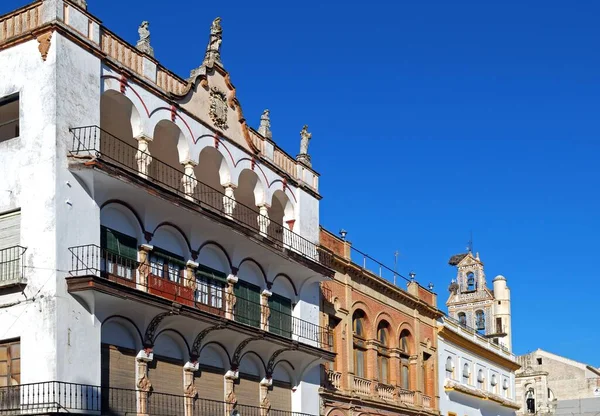 Balcones Adornados Uno Los Edificios Alrededor Del Perimitador Plaza España — Foto de Stock