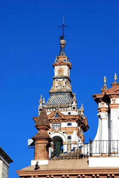 Fachada Frontal Del Campanario Del Hospital Caridad Sevilla Sevilla Provincia —  Fotos de Stock