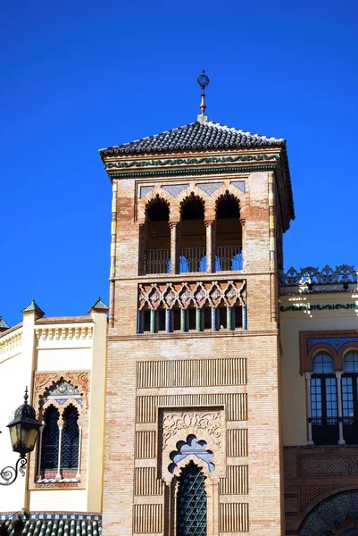 Деталь Башни Перед Музеем Народного Искусства Севиль Андалусия Испания Европа — стоковое фото