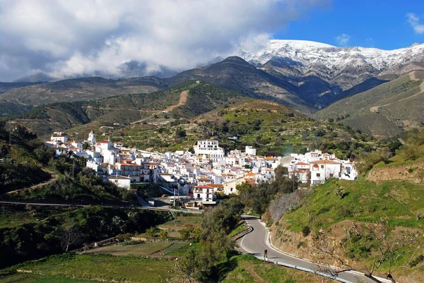 Vista Aldeia Caiada Pueblo Blanco Nas Montanhas Sedella Costa Del — Fotografia de Stock