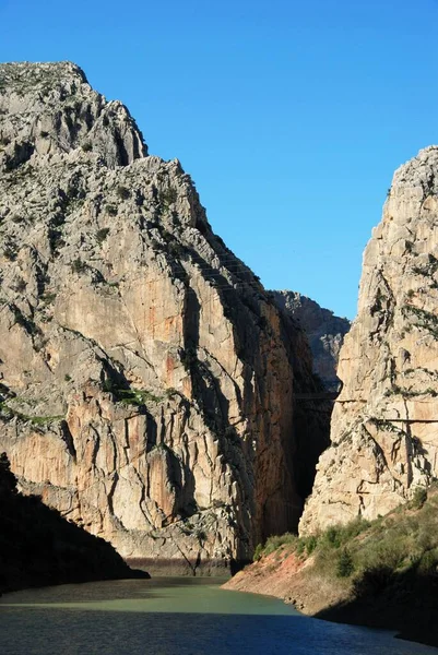 Vista Del Desfiladero Del Chorro Lago Chorro Provincia Málaga Andalucía — Foto de Stock