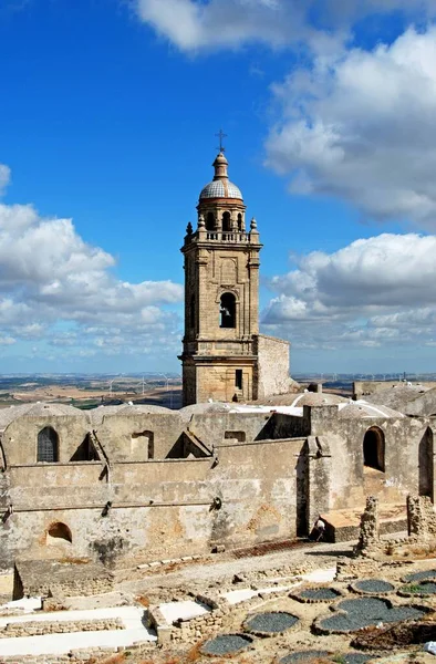 Μεσαιωνικό Τείχος Και Καμπαναριό Εκκλησίας Santa Maria Medina Sidonia Επαρχία — Φωτογραφία Αρχείου