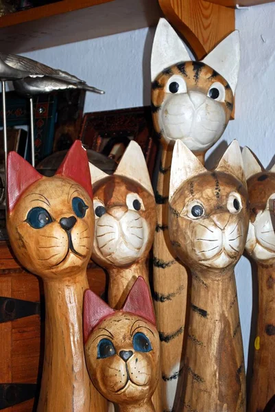 Wooden Cats Village Shop Frigiliana Costa Del Sol Malaga Province — Stock Photo, Image