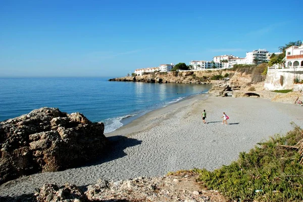 Vista Elevada Largo Playa Nerja Provincia Málaga Costa Del Sol — Foto de Stock