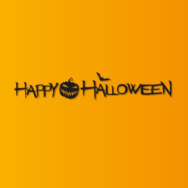 Mutlu Cadılar Bayramı vektör metin. Cadılar Bayramı yazı. Mutlu Cadılar Bayramı illüstrasyon. Cadılar Bayramı. Turuncu arka plan üzerinde mutlu halloween metin.