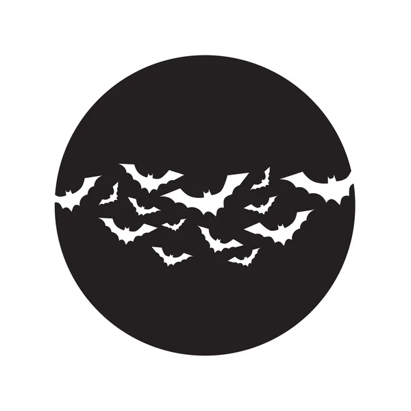 Fledermäuse fliegen über den Mondvektor. Silhouetten von Fledermäusen. Vektorillustration. Halloween-Illustration. — Stockvektor