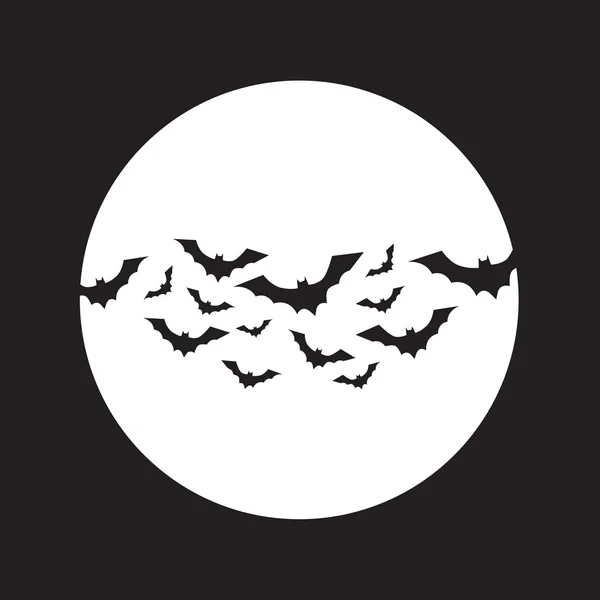 Morcegos voadores sobre vetor lunar. Silhuetas de morcegos. Ilustração vetorial. ilustração Halloween . — Vetor de Stock