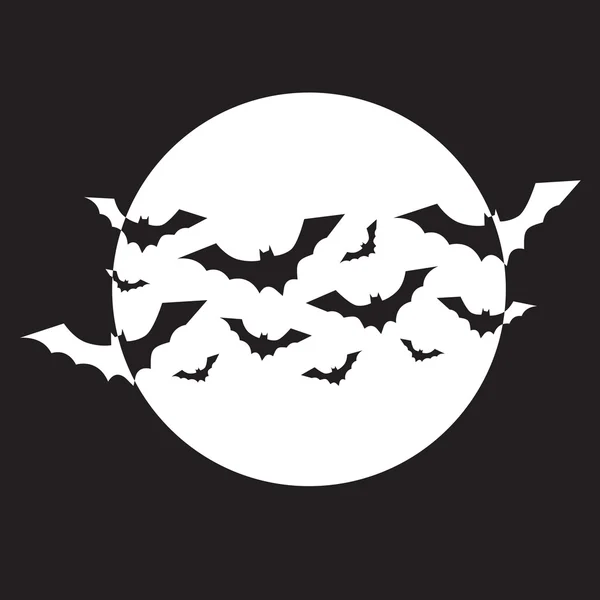 Murciélagos voladores sobre el vector lunar. Siluetas de murciélagos. Ilustración vectorial. ilustración de Halloween . — Archivo Imágenes Vectoriales