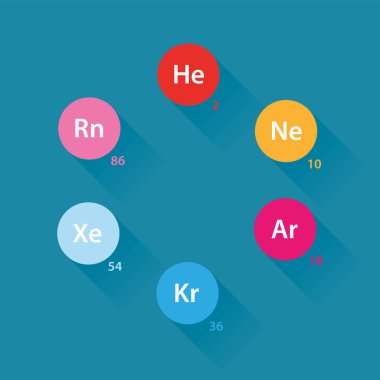 Noble gases flat design icons clipart