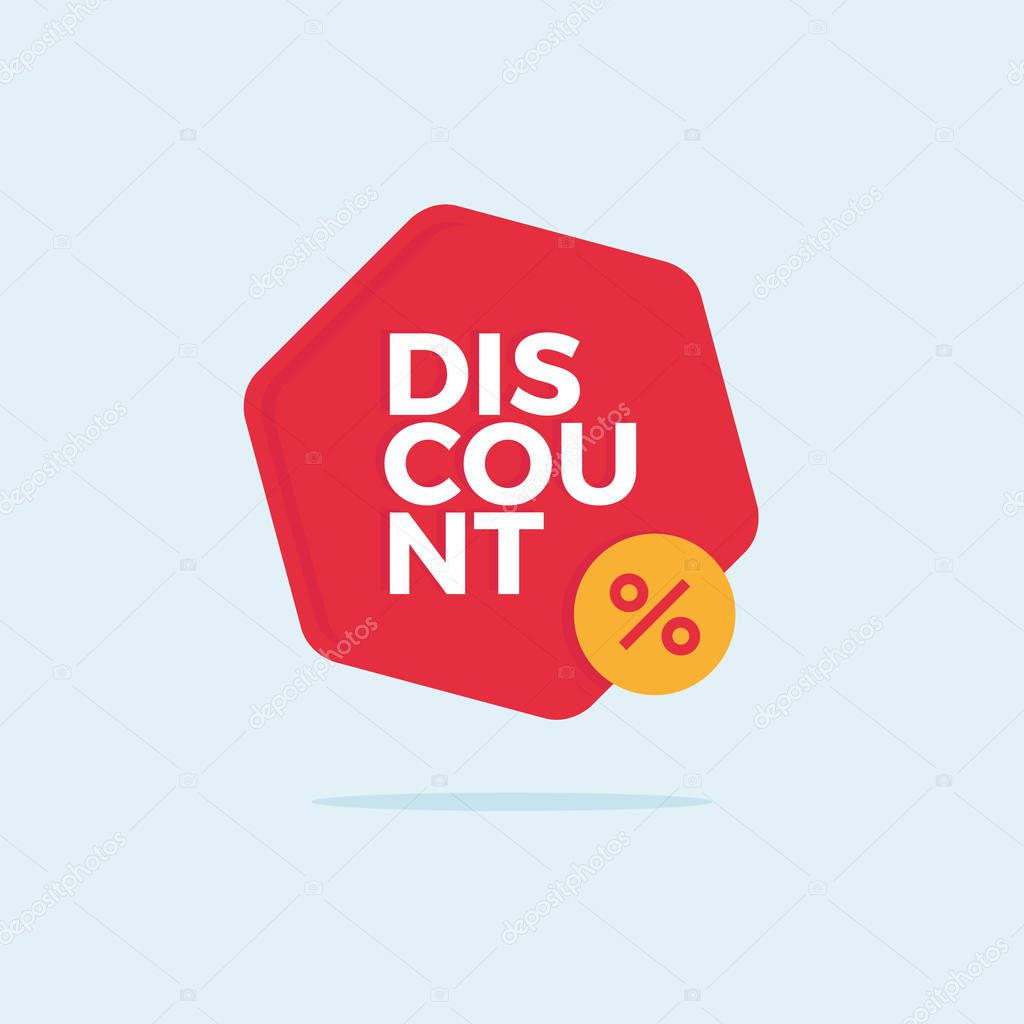 Red flat design discount badge for e-commerce website and on-line shopping