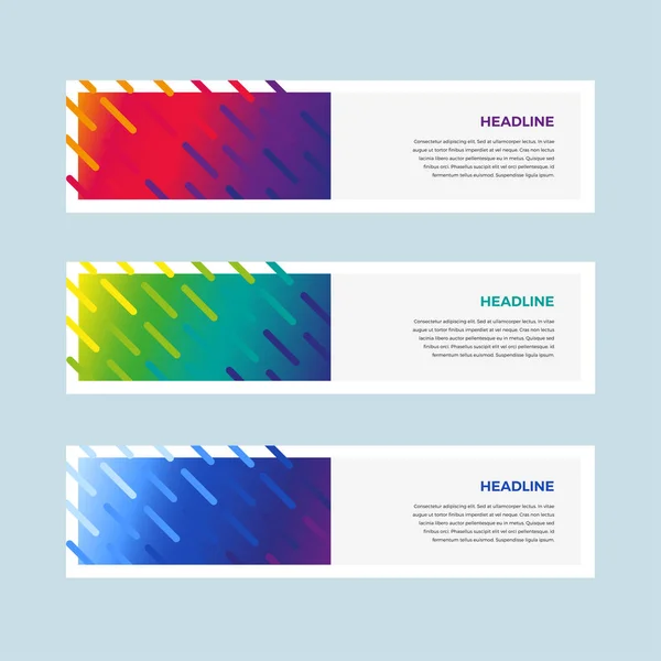 Conjunto de plantillas de banners de diseño de degradado de color para sitio web — Vector de stock