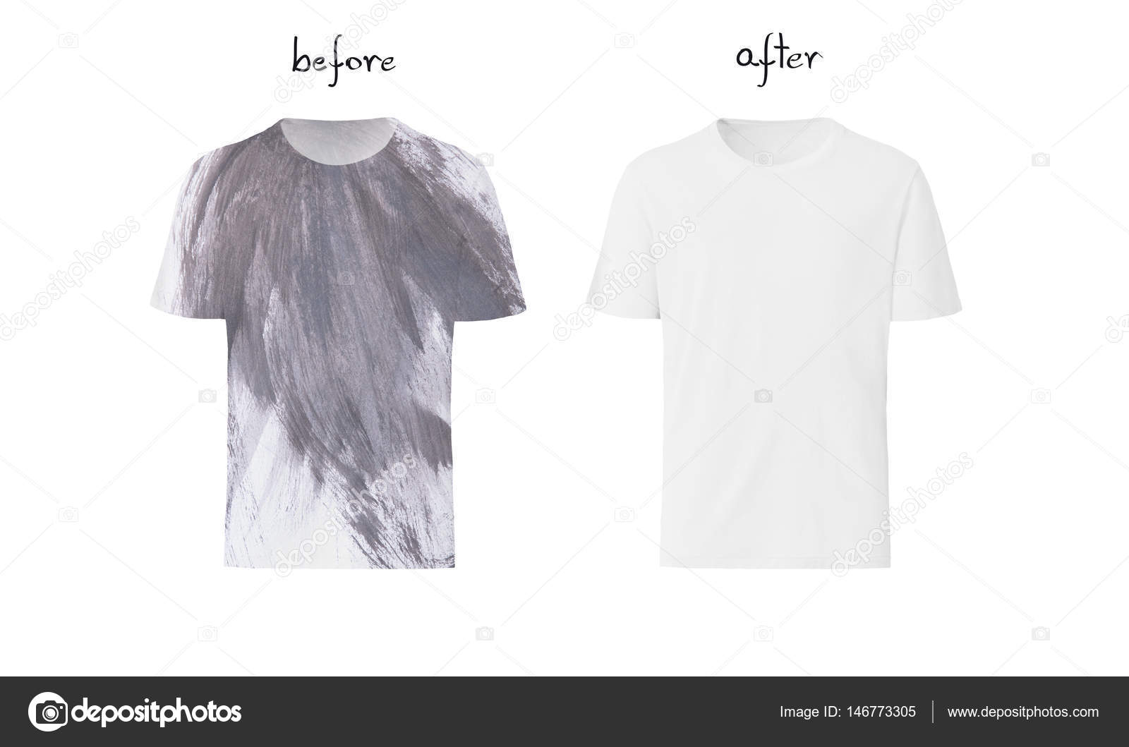 Before and after washing. Stain removal concept. Stock Photo by