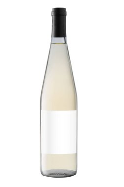 beyaz şarap şişesi üzerinde beyaz izole