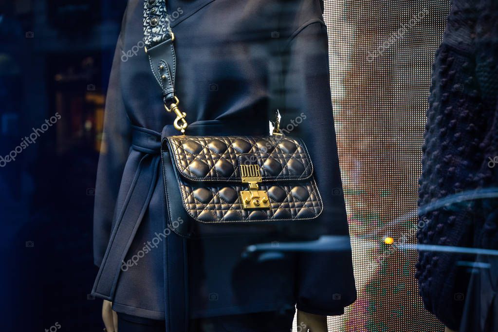 Milan, Italy - September 24, 2017:  Dior bag in a Milan store bag in a store in Milan
