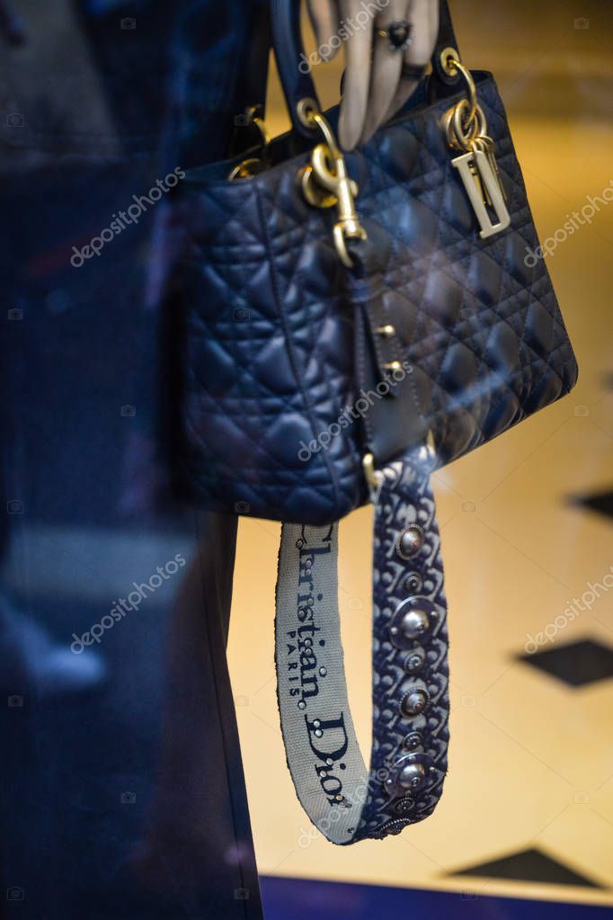 Milan, Italy - September 24, 2017:  Dior bag in a Milan store bag in a store in Milan