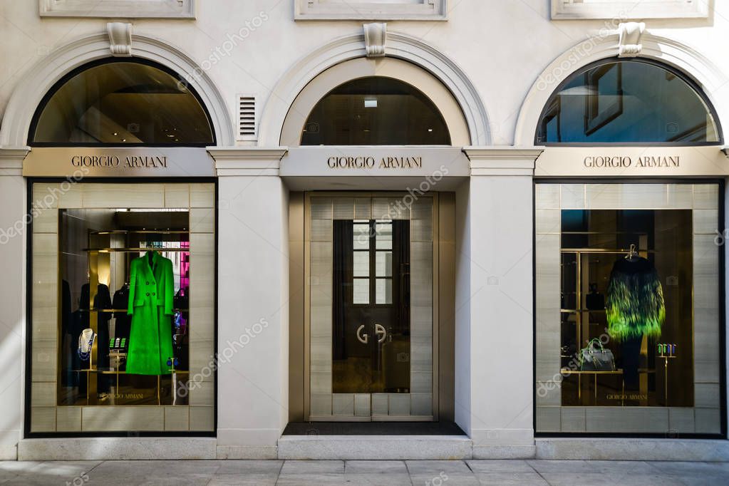 Milan - September 24, 2017:  Giorgio Armani store in Milan