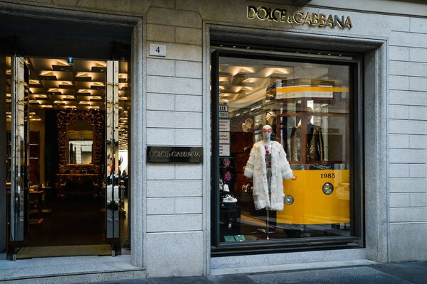 Milan, Italy - September 24, 2017: Dolce Gabbana store in Milan. Fashion week Dolce Gabbana shopping