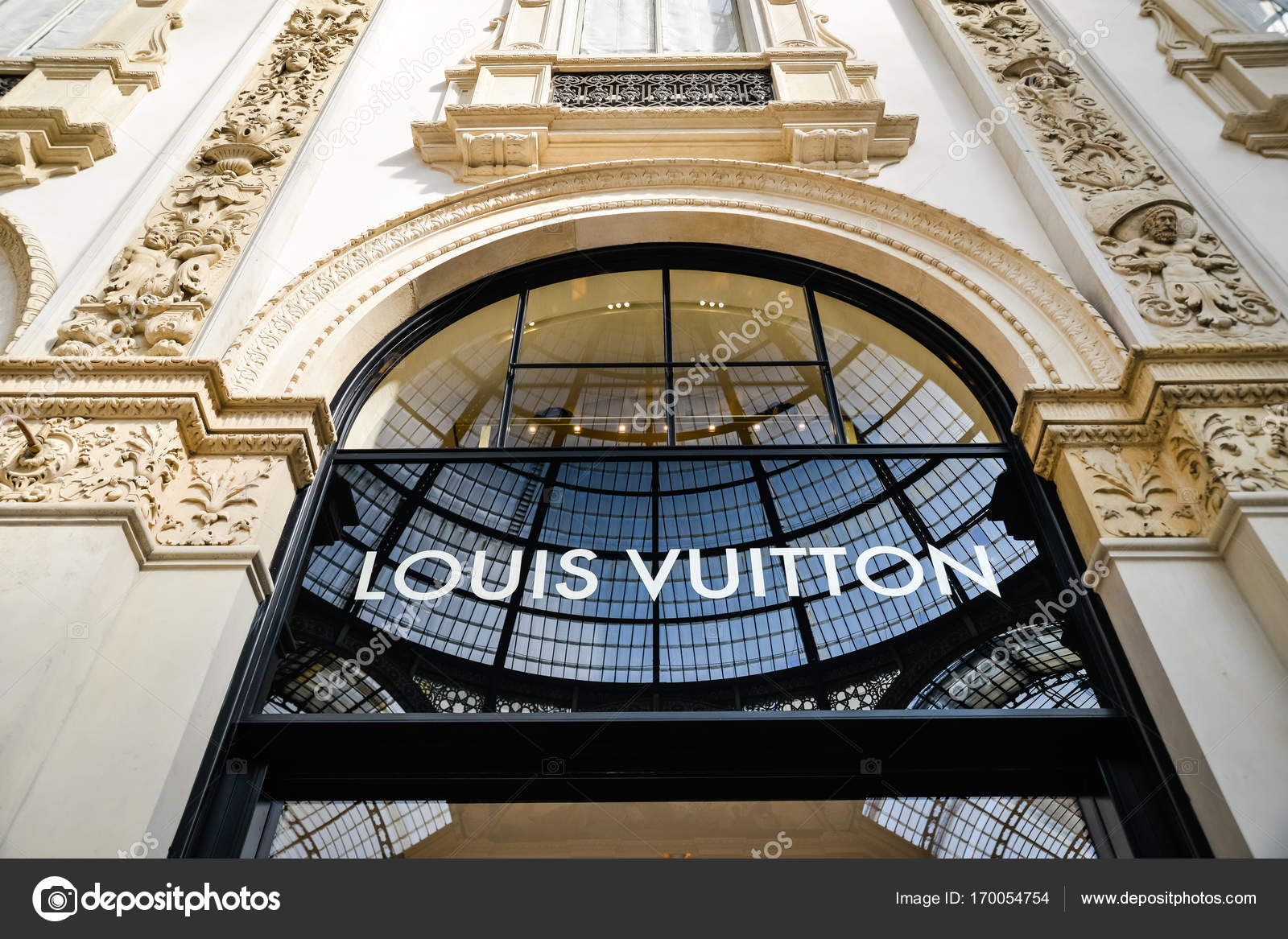 Louis Vuitton store in Galleria Vittorio Emanuele in Milan, Italy
