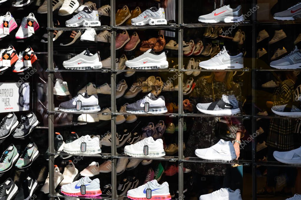Milan, Italy - September 24, 2017:  Foot Locker store in Milan. Fashion week shopping