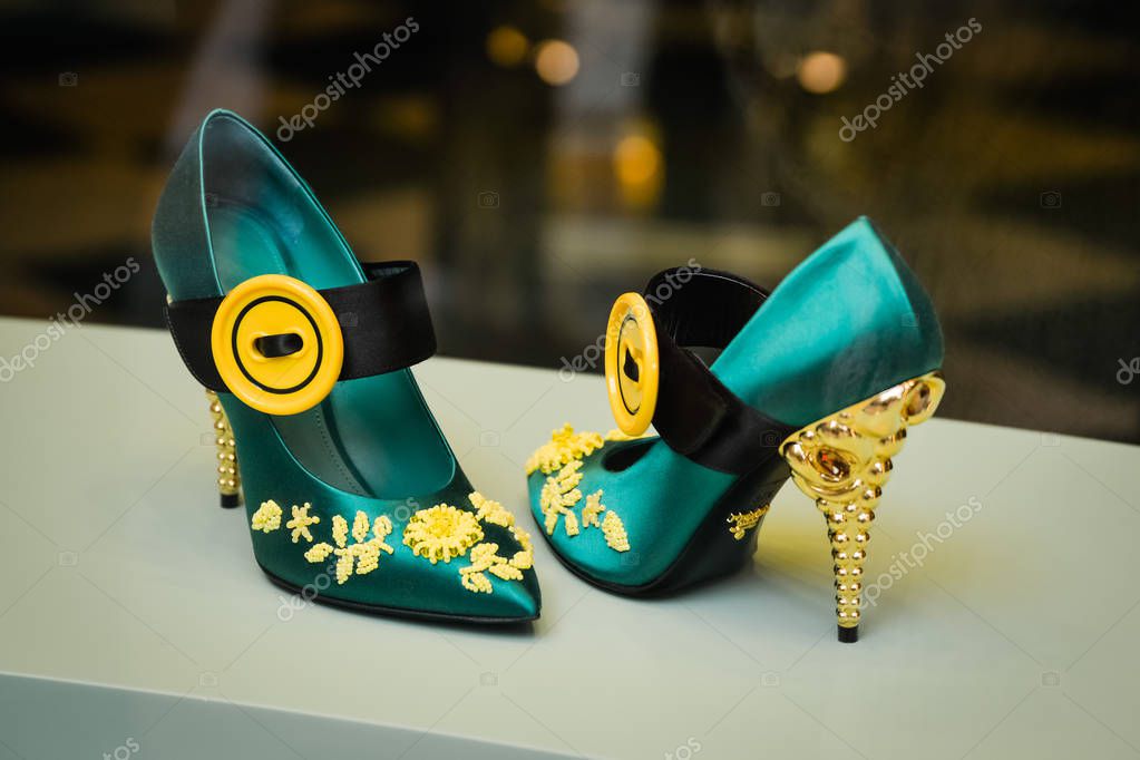 Milan, Italy - September 24, 2017:  Prada store in Milan. Fashion week Prada shopping