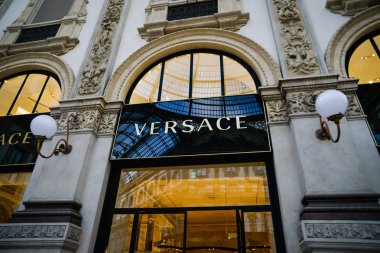 Milan, Italy - September 24, 2017:  Versace store in Milan. Fash clipart