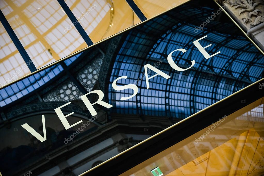 Milan, Italy - September 24, 2017:  Versace store in Milan. Fashion week Versace shopping