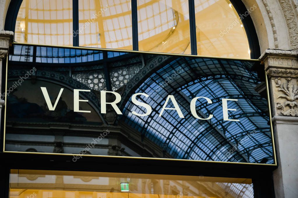 Milan, Italy - September 24, 2017:  Versace store in Milan. Fashion week Versace shopping
